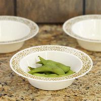 Ivory With Gold Trimmed 6Oz Round Disposable Bowl - Picturesque Collection