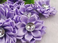 20pcs Satin The Ribbon Flowers with The Appliques Craft DIY Wedding Mix Upick (Purple)