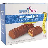 NutriWise - Caramel Nut Diet Bars | Gluten Free, High Protein, Low Cholesterol, Low Sodium, Low Sugar (7/Box)
