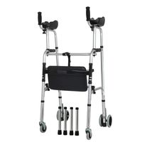 Luckya Foldable Lower Limb Training Home Aluminum Walker Walker Elderly Arm Support Four-Legged Walker Non-Slip Walking Stick with Hospital