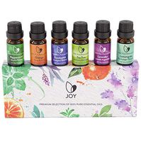 JOY 100% Pure, All Natural, Certified Organic, Premium Essential Oils Gift Set of 6x10ML - Lavender, Eucalyptus, Tea Tree, Peppermint, Lemongrass, Orange