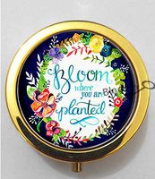 BlackKey Bloom Where You are Planted Quote 3-Compartment Decorative Pocket Gift Box Case Organizer for Pill, Color 2 -727