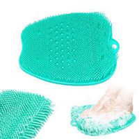 Shower Foot Scrubber Massager Cleaner,Wash Foot Bath Massage Cushion Bathroom Suction Cup Silicone Non-Slip Massage Pad- Improves Foot Circulation & Reduce Foot Pain 10.5x9.5in-Green Bead