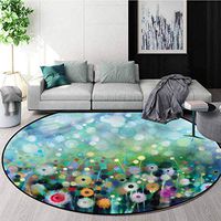 RUGSMAT Flower Modern Machine Round Bath Mat,Flying Dandelions Art Nursery Rugs Diameter-24