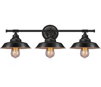 Farmhouse Rustic Style Vintage 3-Lights Vanity Wall Sconce Lighting, Elibbren E26 Base Metal Matte Black Industrial Bathroom Wall Light Fixture for Bathroom Vanity Mirror Cabinets Dressing Table
