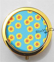 BlackKey Sunflower Pattern 3-Compartment Decorative Pocket Gift Box Case Organizer for Pill, Color 2 -979