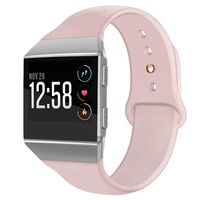 OenFoto Sport Bands Compatible Fit bit Ionic, Soft Silicone Wristband Replacement Watch Band Strap Accessory Bracelet for Fit bit Ionic Smart Watch, Sand Pink with Rose Gold Button Large