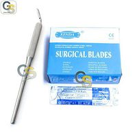 G.S 100 Scalpel STERILE Blades #12 with Free Round Scalpel Handle #3 Angled