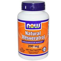 Now - Natural Resveratrol Cardiovascular Support 200 mg- 120 Veg Caps