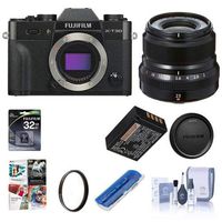 Fujifilm X-T30 Mirrorless Digital Camera Body Black XF 23mm (35mm) F/2R WR Lens, Black - Bundle with 32GB SDHC Card, 43mm UV Filter, Cleaning Kit, Card Reader, Software Package