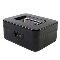 Kyodoled Medium Cash Box with Combination Lock Safe Metal Money Box with Money Tray for Security Lock Box 7.87"x 6.30"x 3.54" Black Medium