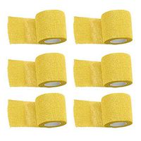 ESUPPORT 2 Inches X 5 Yards Yellow Self Adherent Cohesive Wrap Bandages Adhesive Wounds Strong Elastic First Aid Tape for Sport Wrist Ankle 6 Count