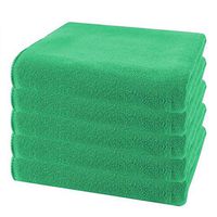 QIUUE 2020 Great Value 5 PC Microfiber Cleaning Cloth Square Water Absorption Kitchen Car Cleaning Towel, 9.8x9.8inch (Green)