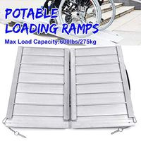 KingSo Wheelchair Ramp 2.5ft Wide 2ft Long Portable Wheelchair Ramp Wider Aluminum Ramp Folding Ramp for Home Steps Stairs Doorways Non Skid Surface, Holds Up to 600 lbs