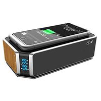 JE Wireless Bluetooth V5.0 Portable Speaker with Sound and Bass, Built-in Alam&Clock, Mic, FM, Fast Wireless Charger for iPhone11,Pro Max,Xs,XS Max,XR, X,8,8Plus, Galaxy Edge Note