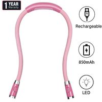 Rechargeable LED Book Light, Neck Hug Light, 4 LED Hand-Free Extra Bright Lamp, 3 Brightness Modes Flexible Arm for Bed Reading Night Jogging, Ideal for Bookworms Kids Crafts Knitting Travel or BBQ