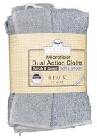 Nouvelle Legende Microfiber Dual Action Scrubbing Cloths, 4-Pack, Gray