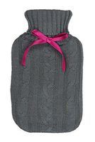 NPW Mini Hot Water Bottle, Grey Cable Knit