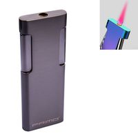 High-Quality Windproof Lighter Ultra-Thin Design Colorful Flame Fine Gift (Black)