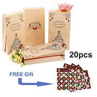 iSuperb 20 Pieces Christmas Gift Bags Random Style with 3 Sheets Christmas Sticker Packs for Kids Christmas Decoration (20 Pieces)