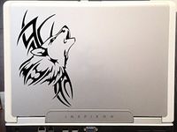 Tribal Wolf Tatoo Design Car Truck Laptop SUV Window Wall Macbook Notebook Laptop Decal Sticker 6 Inches Black by Mono Decals