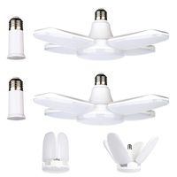 LED Garage Light 2 Pack E26 60W Deformable LED Garage Ceiling Lights 6000LM Daylight Lamps with 4 Adjustable Panels,Deformable LED Shop Lights for Garage,Warehouse,Workshop,Basement,Barn Lighting