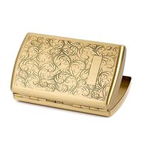 Carved Arabesques Pure Copper Metal Cigarette Case Holder Holds 12 Cigarettes