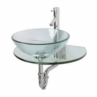 Renovator's Supply 10918 Unique Wall Mount Console Sink Clear Durable Tempered Glass,16.25 inch Diameter 5 inch Depth