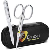 Ennbell – Stainless Steel Professional Scissors and Nail File – Extra Sharp - Perfect for Hands and feet - Hygiene & Personal Care Kit for Men & Women + Bonus Leather Travel Case (Black)