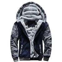 Men's Hooded Jacket,Males Pockets Fleece Lined Full Zip Lighweight Camouflage Big and Tall Casual Warm Coat Outwear