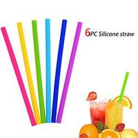 Fheaven (TM) 1PC Reusable Silicone Drinking Straw Flexible Bend Smoothies Straws (6PCS)