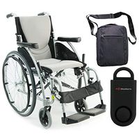 Karman S-Ergo 115 Ultra Lightweight Ergonomic Wheelchair | Seat Size 20" X 17" | Swing Away Footrest | Quick Release Wheels in Silver & Free 130 dB Black Safety Alarm!