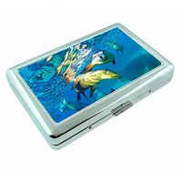 Sea Lion Em1 Hip Silver Cigarette Case Id Holder Metal Wallet 4" X 2.75" RFID Protection