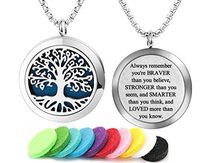 GFONDINGD Aromatherapy Essential Oil Diffuser Necklace 316L Stainless Steel Locket Pendant with 24 Inch Chain