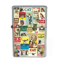 Wind Proof Dual Torch Refillable Lighter Vintage Poster D-010 Vintage Cats Decorative Decoupage