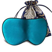 Sleep Eye Mask for Sleeping Blindfold - YANIBEST Adjustable Natural Silk Sleep Mask Blindfold 100% Pure Mulberry Silk Eye Mask for Sleep Pouch Gift Bag Pack (Peacock)