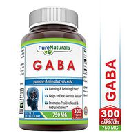 Pure Naturals GABA 750 Mg, 300 Veggie Capsules -Promotes Positive Mood & Reduces Stress* -Helps to Ease Nervous Tension* -Calming & Relaxing Effect*