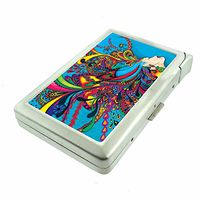 Paisley Hair Em1 Hip Silver Cigarette Case With Built In Lighter 4.75" X 2.75" Id Holder Metal Wallet RFID Protection