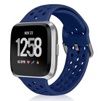 XFYELE Sport Band Compatible with Fitbit Versa/Versa 2/Versa Lite/SE, Soft Breathable Silicone Strap Replacement Wristband with Multiple Colors for Men Women (Dark Blue)