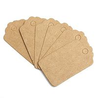 100 Pcs Mini Size 5X3cm Scallop Kraft Paper Label Tag Card Lolly Bag Bonbonniere Favor Gift Tags Twines Product Price Label, Great as Party Wedding Favour Tags, Gift Tags or Other Place Name Cards