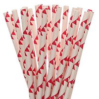 Red Pennant Banner Paper Straws (75)