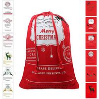 Bonison Christmas Bag Santa Sack Canvas Bag for Gifts Santa Sack Special Delivery Extra Large Size 27.6"x19.7" (Red Pattern 7)