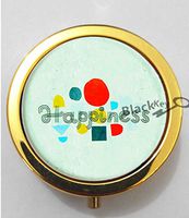 BlackKey Happiness Beautiful Inspirational Word 3-Compartment Decorative Pocket Gift Box Case Organizer for Pill, Color 2 -1771