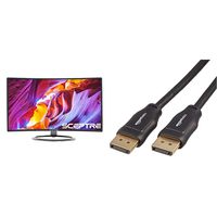 Sceptre C248W-1920R 24" Curved 75Hz Gaming LED Monitor Full HD 1080P HDMI DisplayPort VGA Speakers Ultra Thin Metal Black & AmazonBasics DisplayPort to DisplayPort HD Display Cable - 6 Feet