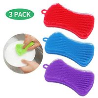3 Pack Silicone Sponges, Cleaning Sponges，Scrubber for Dishes Fruit Vegetable Scrubber Silicone Sponges for Kitchen Gadgets Brush Accessories.