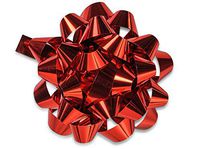 Pack Of 50, 4" Diameter Solid Metallic Red Confetti Gift Bows 24 Loops (1/2" Wide Ribbon) Made In Usa
