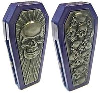 Eclipse Assorted Purple Skull Designs Crushpoof Metal Coffin Shaped Cigarette Case, Holds 100s, 3101COF-P (2)