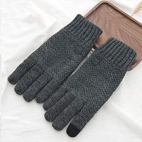 Yjdr Winter Knit Gloves Touchscreen Warm Thermal Soft Lining Elastic Cuff Texting Anti-Slip for Women Men Knitted Plus Velvet Thick Warm Gloves (Color : Black)