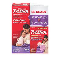 Children's Tylenol Pack, Liquid (4 fl. oz) and Chewables (24 ct), Pain + Fever Relief, Grape Flavor