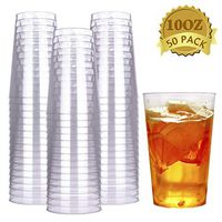 HyHousing 10 Oz Clear Plastic Cups 50 Pack, Hard Disposable Plastic Cups Tumblers Ideal for Daily Life at Home, Party Wedding Drinking Wine Tasting Food Samples (T10-50)